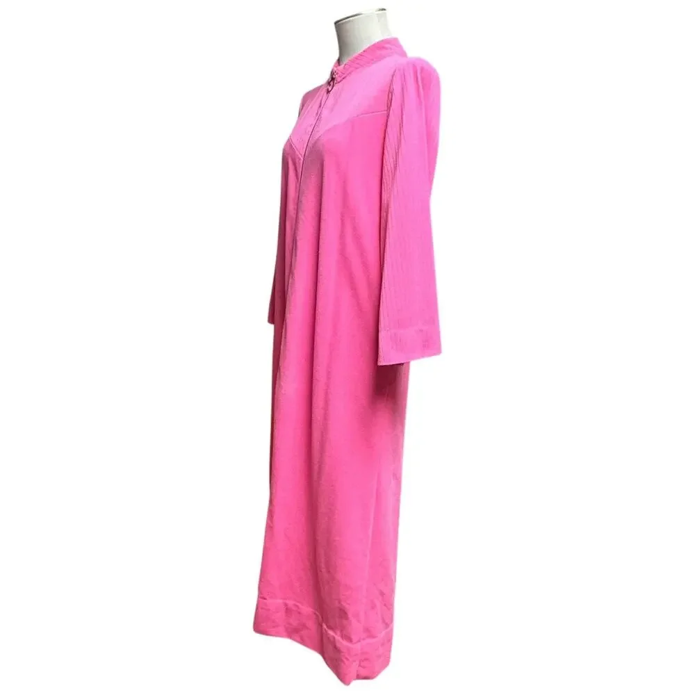 Vintage Vassarette Half Zip Full Length Robe Pink 12